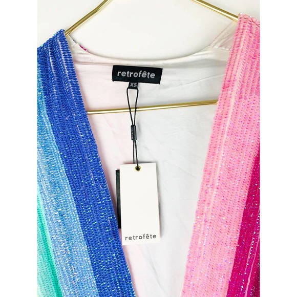 Retrofete Gabrielle Robe Dress Unicorn Stripes Rainbow Sequin BloggersFavorite - Picture 7 of 10